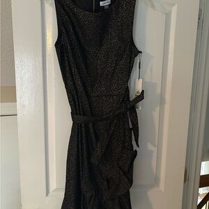 Calvin Klein Black and Gold Asymmetrical Dress